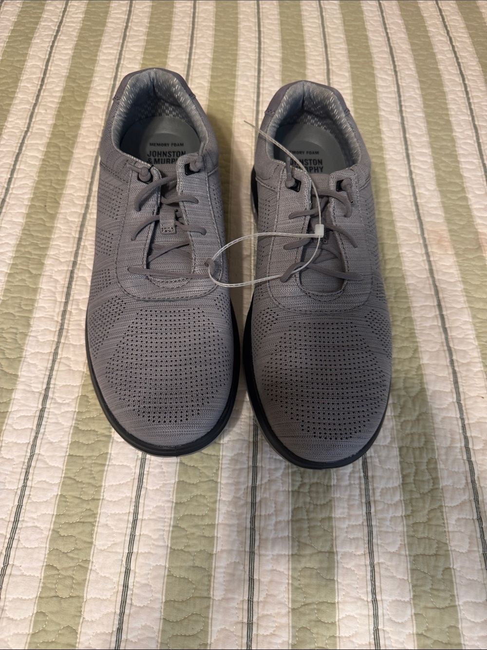Johnston & Murphy Men's Gray Knit Lace-Up Athletic Sneakers